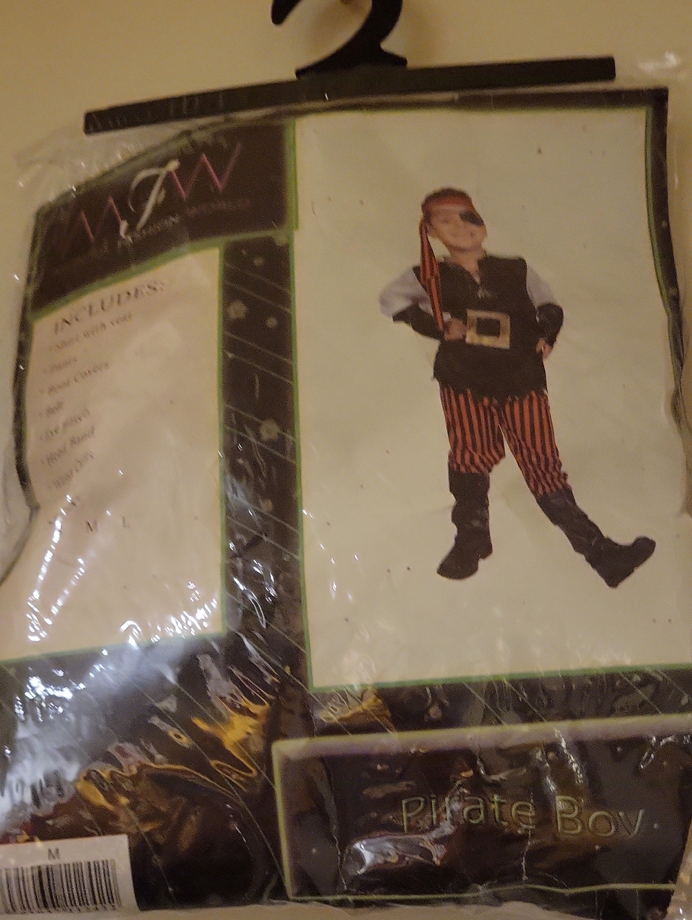 Kids Pirate Boy Costume - Black & Orange Striped